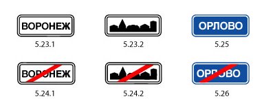 Знаки, обозначающие населенный пункт Населенный пункт