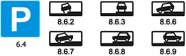 Знак 6.4 Место стоянки с табличками Знак Место стоянки